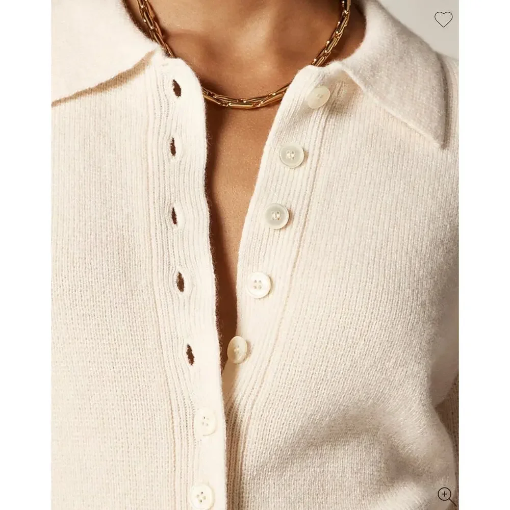 J. Crew Milano Stitch Cinched Waist Cardigan Ivory NWT size Small - Picture 3 of 8